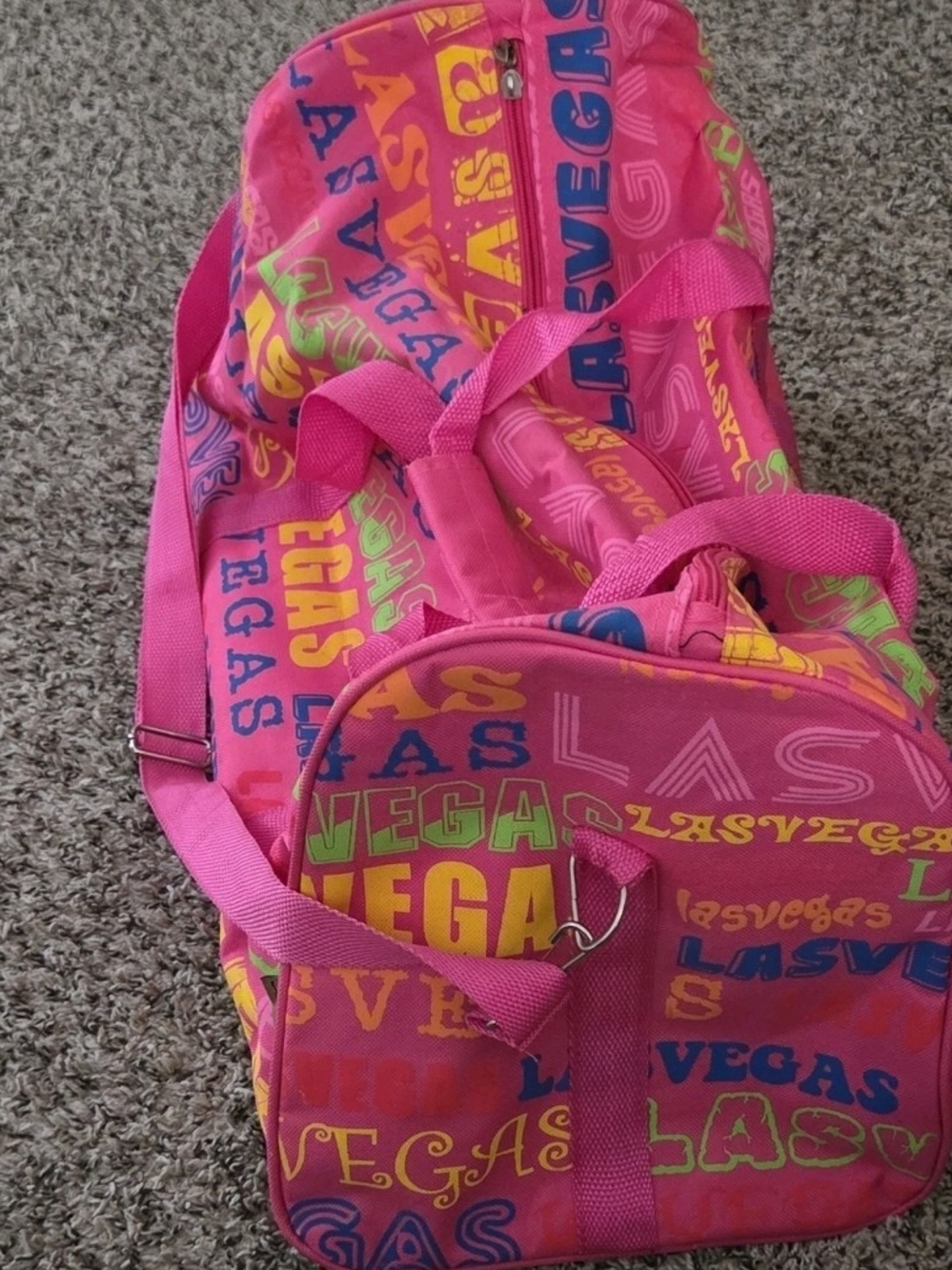 Pink Las Vegas Pattern Travel Duffel Bag